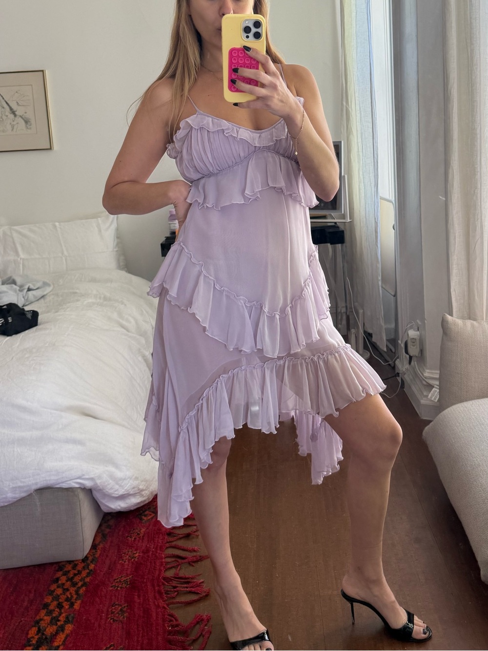 Rodarte Lavender High-Low Ruffle Slip Dress - Picture 3 of 3